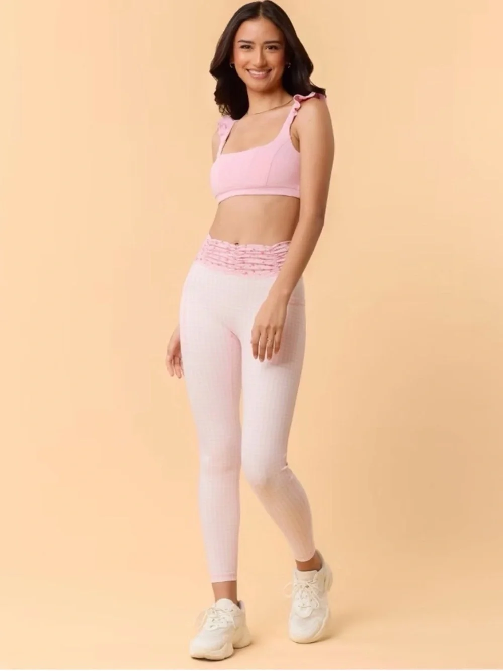 Blogilates Women's Ruffle Corset Sports Bra Pink Size XS